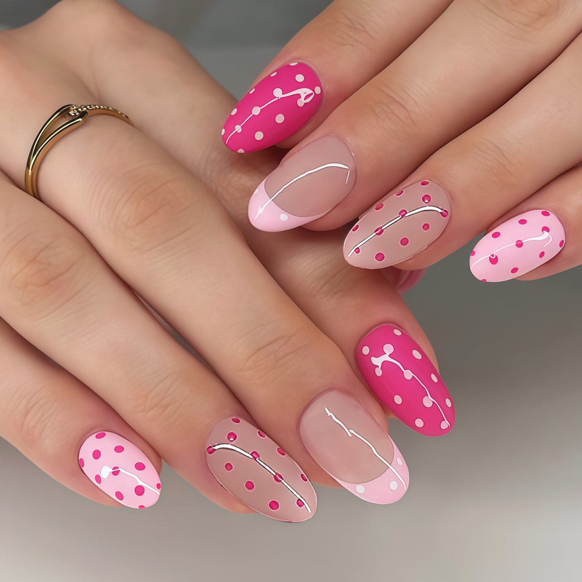 Artistic Polka Dot Press-On Nail Set Acalora