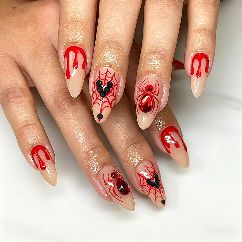 Artificial nail set with Halloween motif and intricate decorations Acalora
