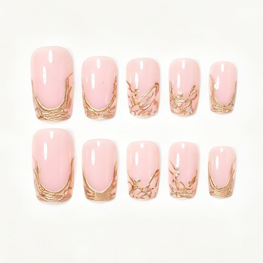 Elegant Gold Foil Acrylic Nail Art Set Acalora