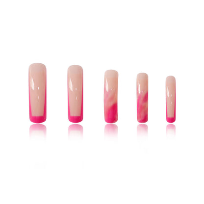 Trendy Long Marble Effect Press-On Nails Acalora