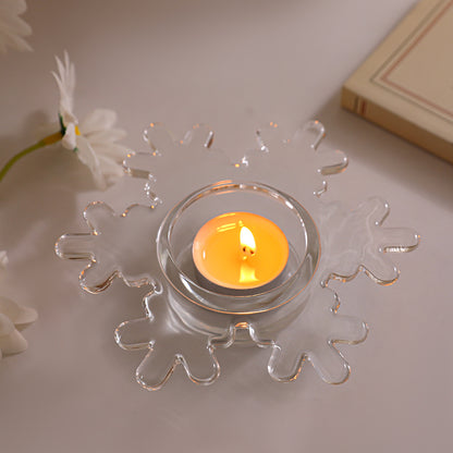 Snowflake-Shaped Glass Tealight Candle Holder Acalora