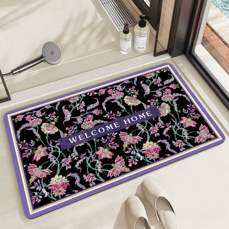 Vintage Floral Pattern Bath Mat Acalora