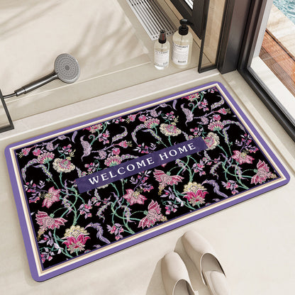 Vintage Floral Pattern Bath Mat Acalora