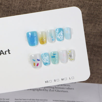 Coastal-Inspired Press-On Nail Art Kit Acalora