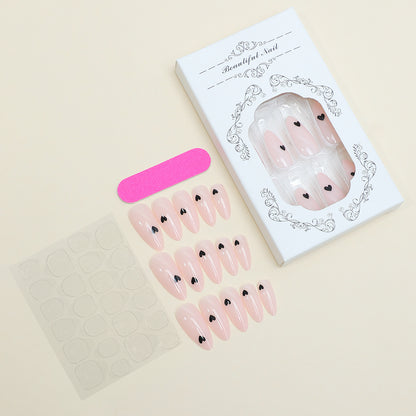 Heart-Embellished Press-On Nail Set Acalora
