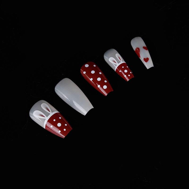 Playful Bunny-Themed Press-On Nail Art Acalora