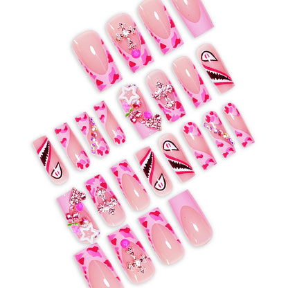Artistic Decorative Press-On Nails with 3D Embellishments Acalora