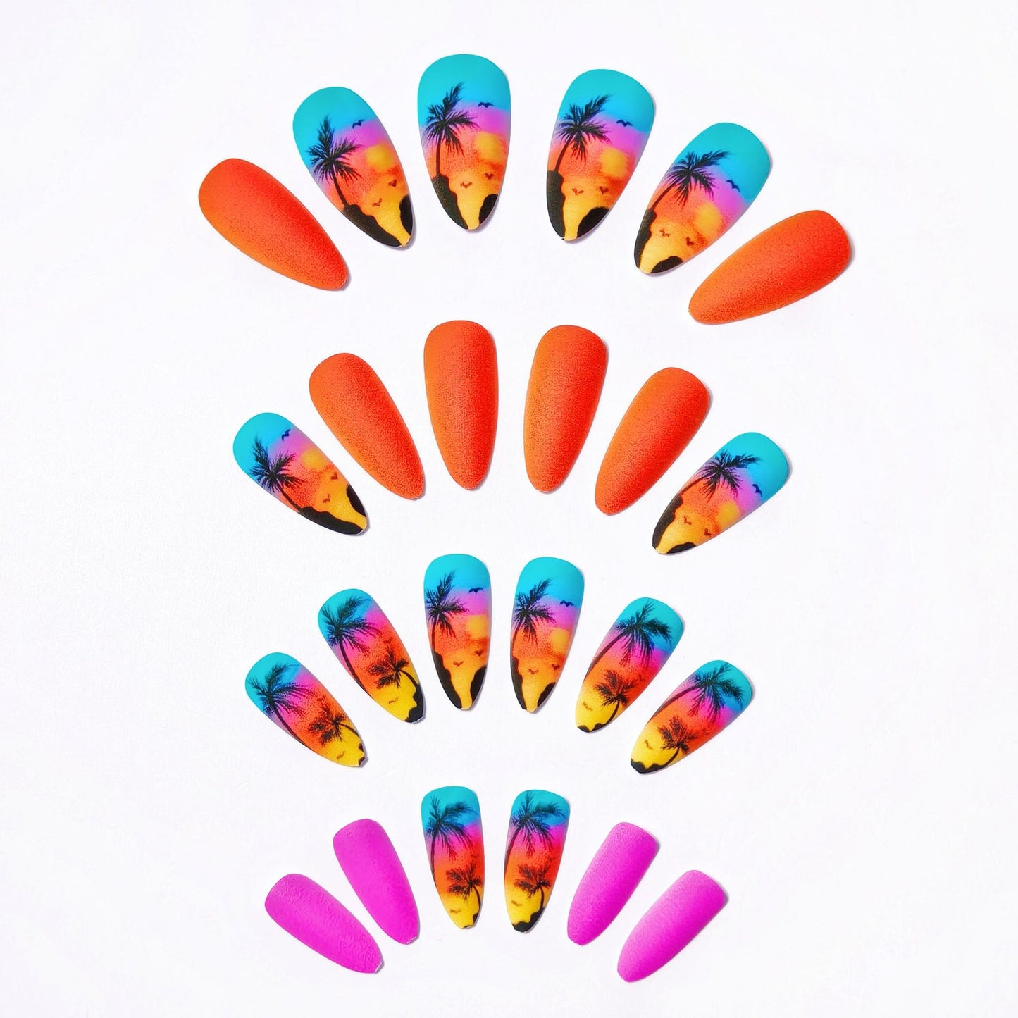 Tropical Sunset Beach-Inspired Nail Art Acalora