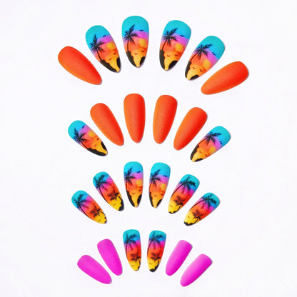 Tropical Sunset Beach-Inspired Nail Art Acalora