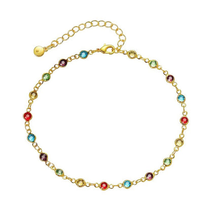 Colorful Gemstone Ankle Bracelet Acalora