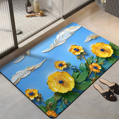 Floral-Themed Plush Bath Mat