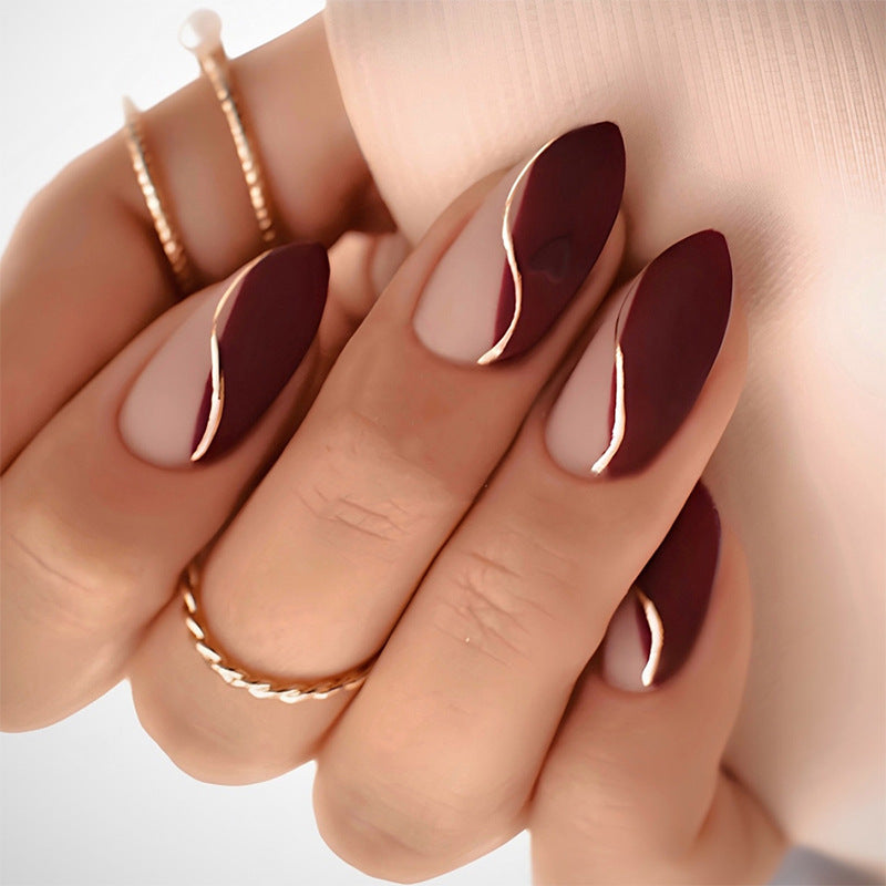 Stylish Press-On Nail Set with Elegant Curved Design Acalora