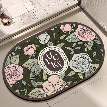 Oval Floral Bath Mat