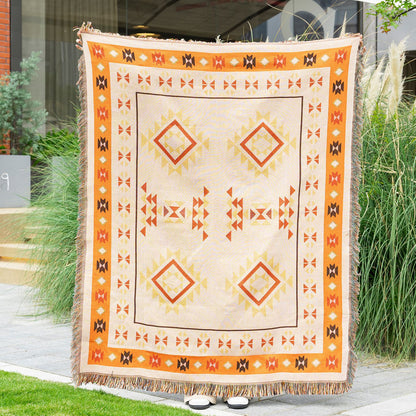 Decorative Geometric Fringe Throw Blanket