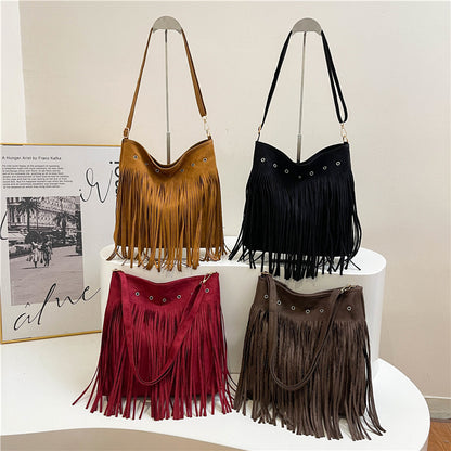 Fringe Suede Crossbody Bag Acalora