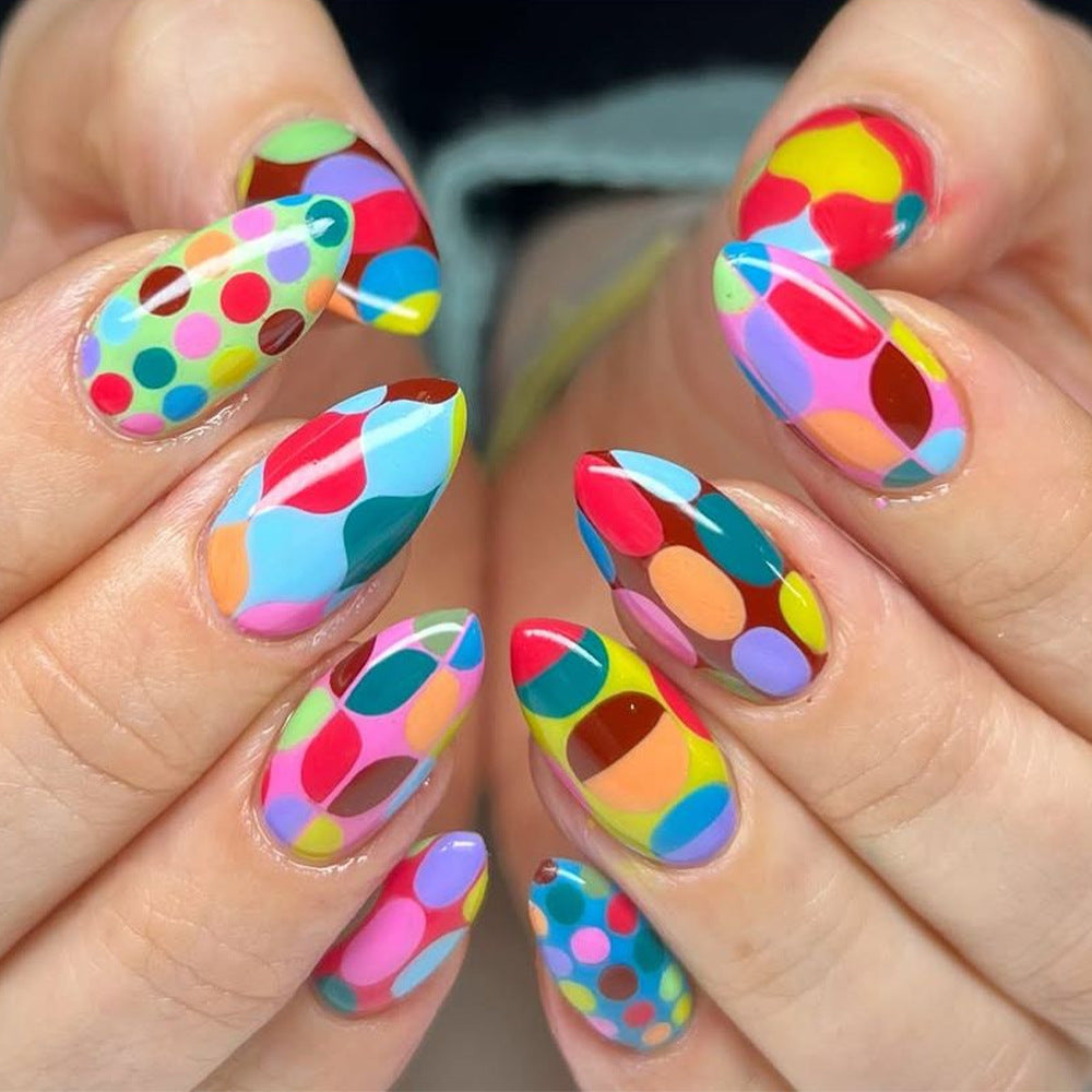 Artificial nails with colorful dot and color play Acalora