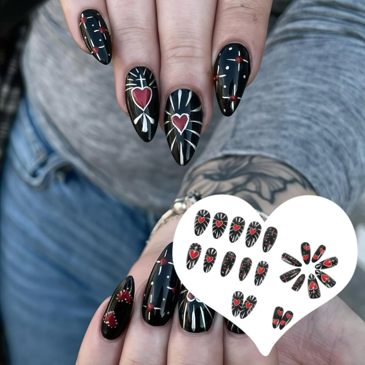Artistic Heart Motif Art Nails Acalora