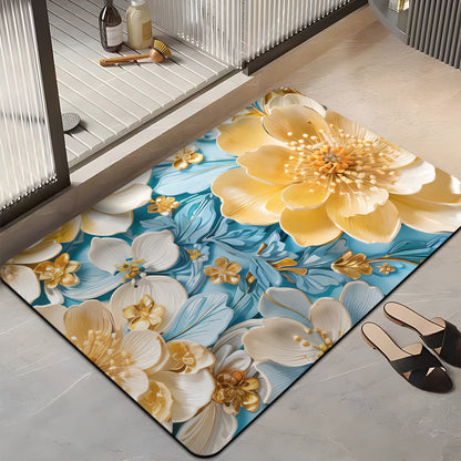Floral-Themed Plush Bath Mat