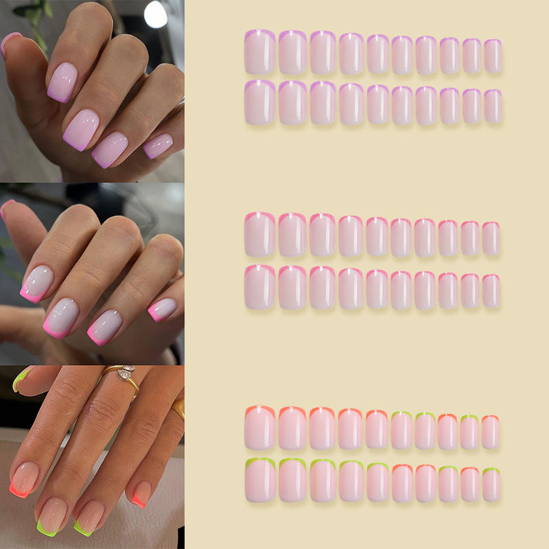 Vibrant Neon French Tip Press-On Nails Acalora