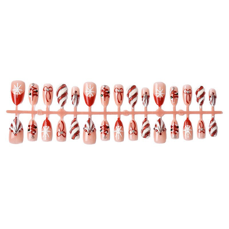 Artificial nail set with festive Christmas motifs and elegant decorations Acalora