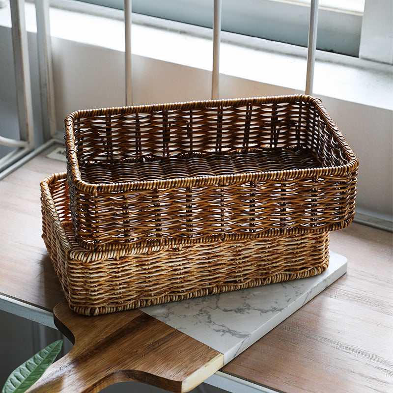Unisex Rectangular Storage Basket Made of Hand-Woven Material Skanto