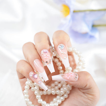 Decorative Glamorous Long Coffin Press-On Nails Acalora