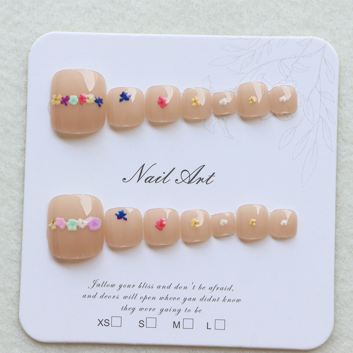 Floral Embellished Press-On Nail Art Set Acalora