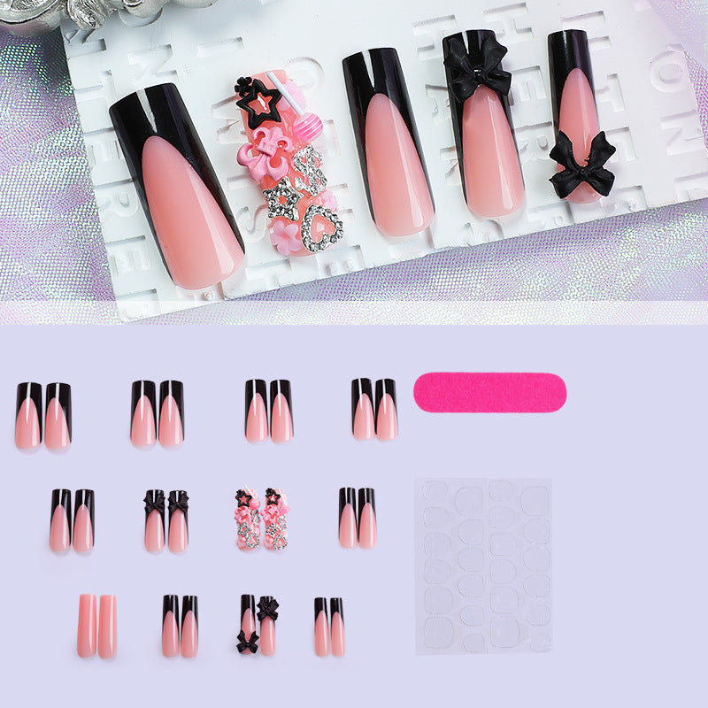 Decorative Press-On Nail Art Kit with Floral and Bow Accents Acalora