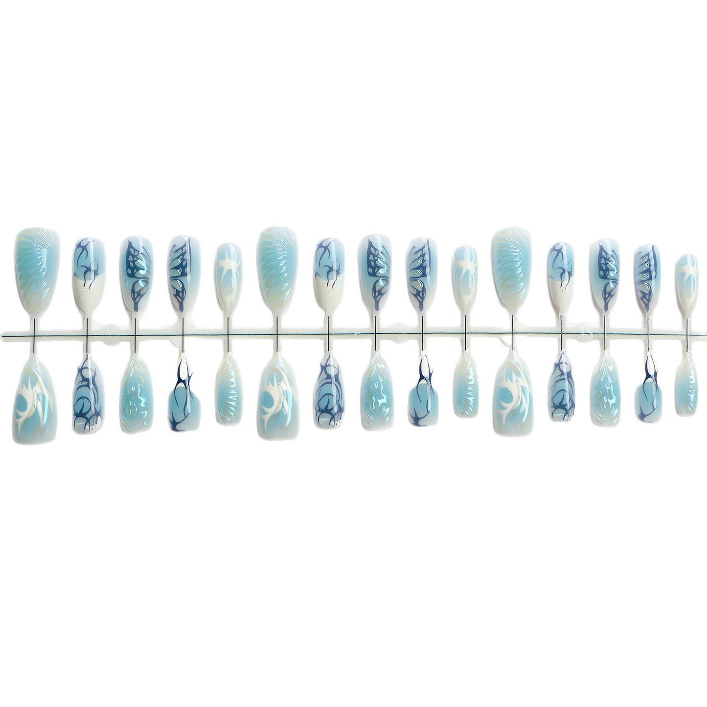 Decorative Press-On Nail Art Set with Oceanic Designs Acalora