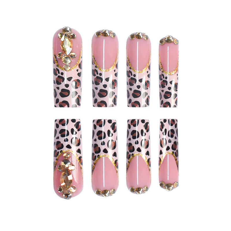 Decorative Stiletto Press-On Nails with Gold Accents Acalora