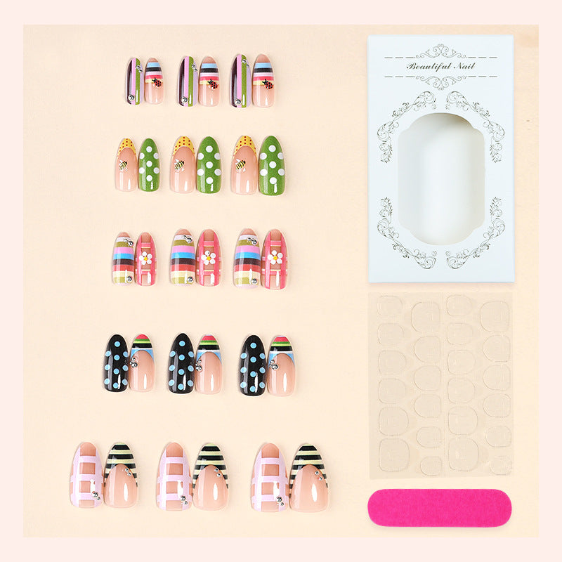 Decorative Press-On Nail Set with Unique Designs Acalora