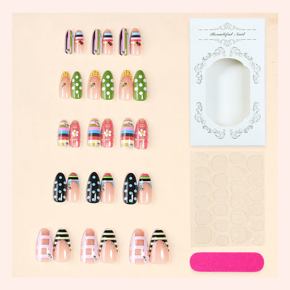 Decorative Press-On Nail Set with Unique Designs Acalora