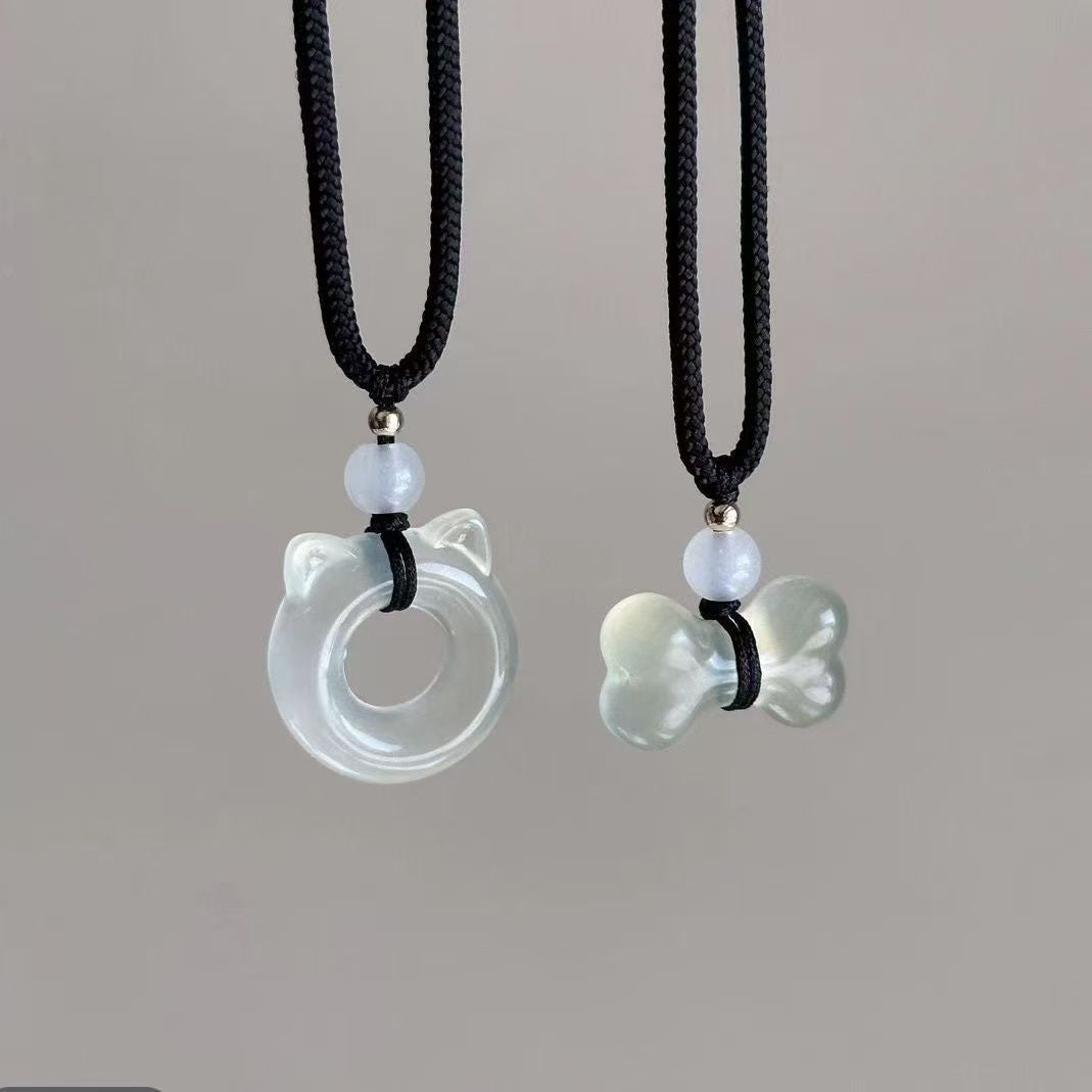 Cute Cat and Bone Pendant Necklace Acalora