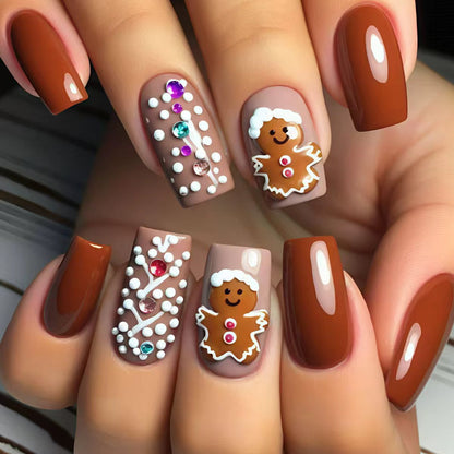 Festive Gingerbread-Themed Nail Art Acalora