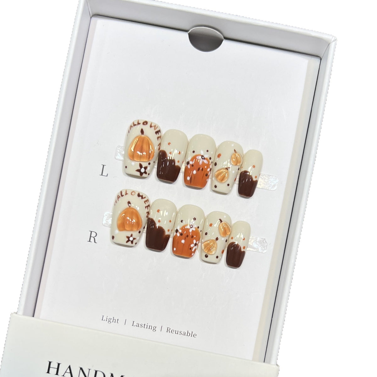 Artistic Press-On Nail Set with Unique Graphic Patterns Acalora