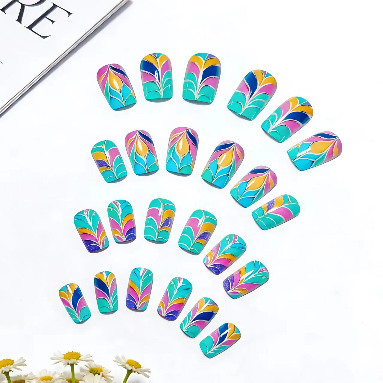 Artistic Colorful Leaf Design Nail Art Acalora