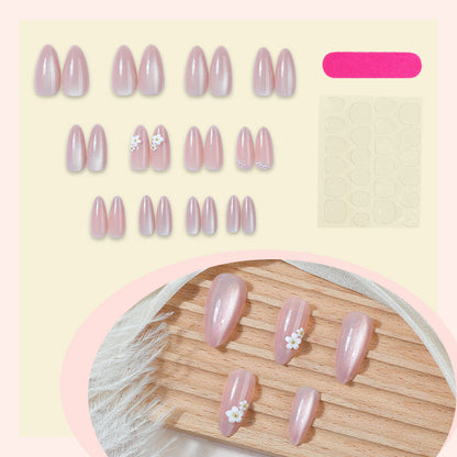 Decorative Press-On Nail Art Set with Elegant Floral Accents Acalora