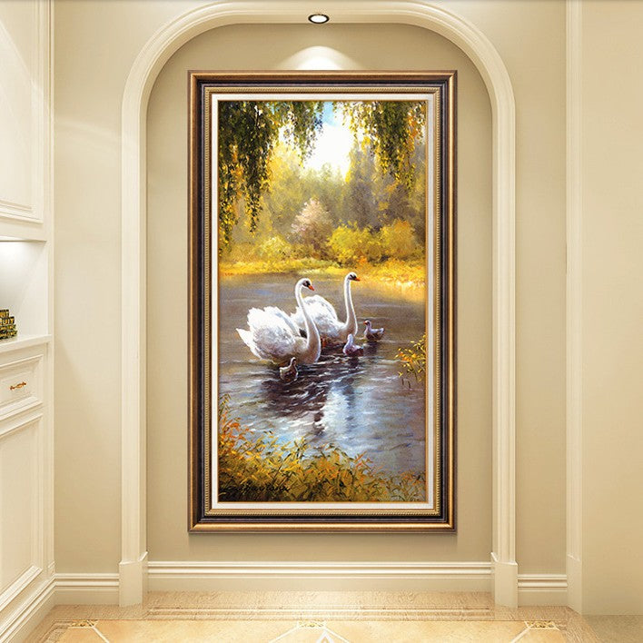 Elegant Swan Landscape Framed Artwork