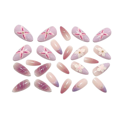 Artificial nails in elegant stiletto design with floral accent Acalora