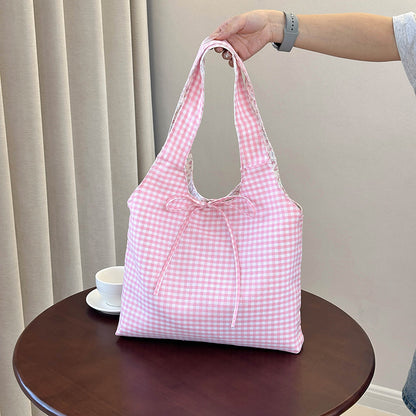 Stylish Checkered Shopping Tote Bag Acalora