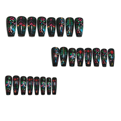 Art nails with delicate floral design and vibrant color plays Acalora