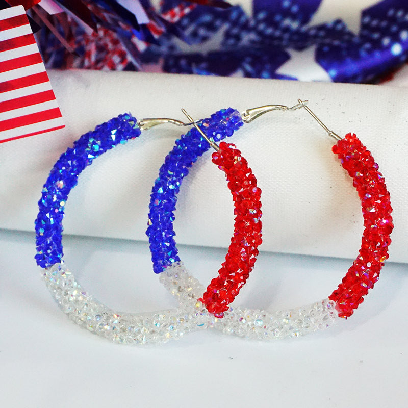 Women's large hoop earrings with rhinestone embellishment and rhodium-plated setting Bowlift