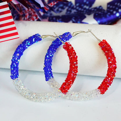Women's large hoop earrings with rhinestone embellishment and rhodium-plated setting Bowlift