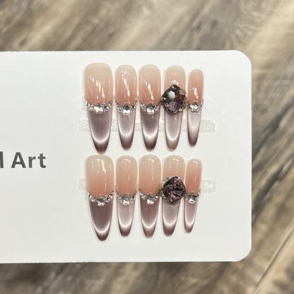 Decorative Crystal-Embellished Acrylic Nail Tips Acalora