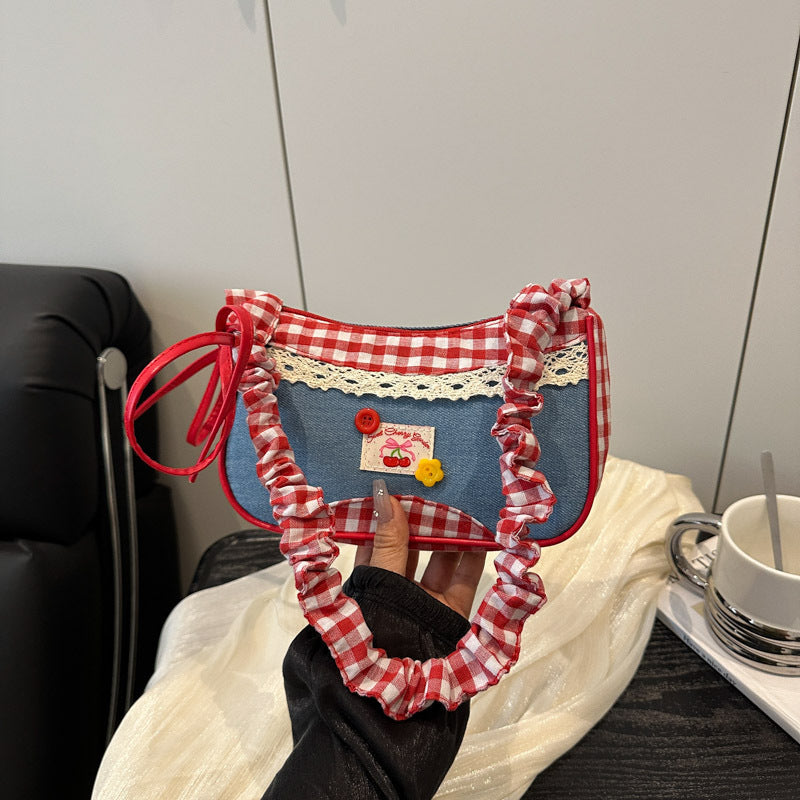 Retro Gingham Mini Crossbody Bag Acalora