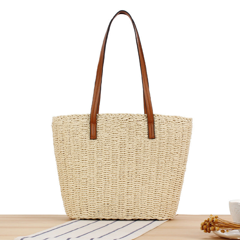 Durable straw tote bag with sturdy leather handles Bowlift