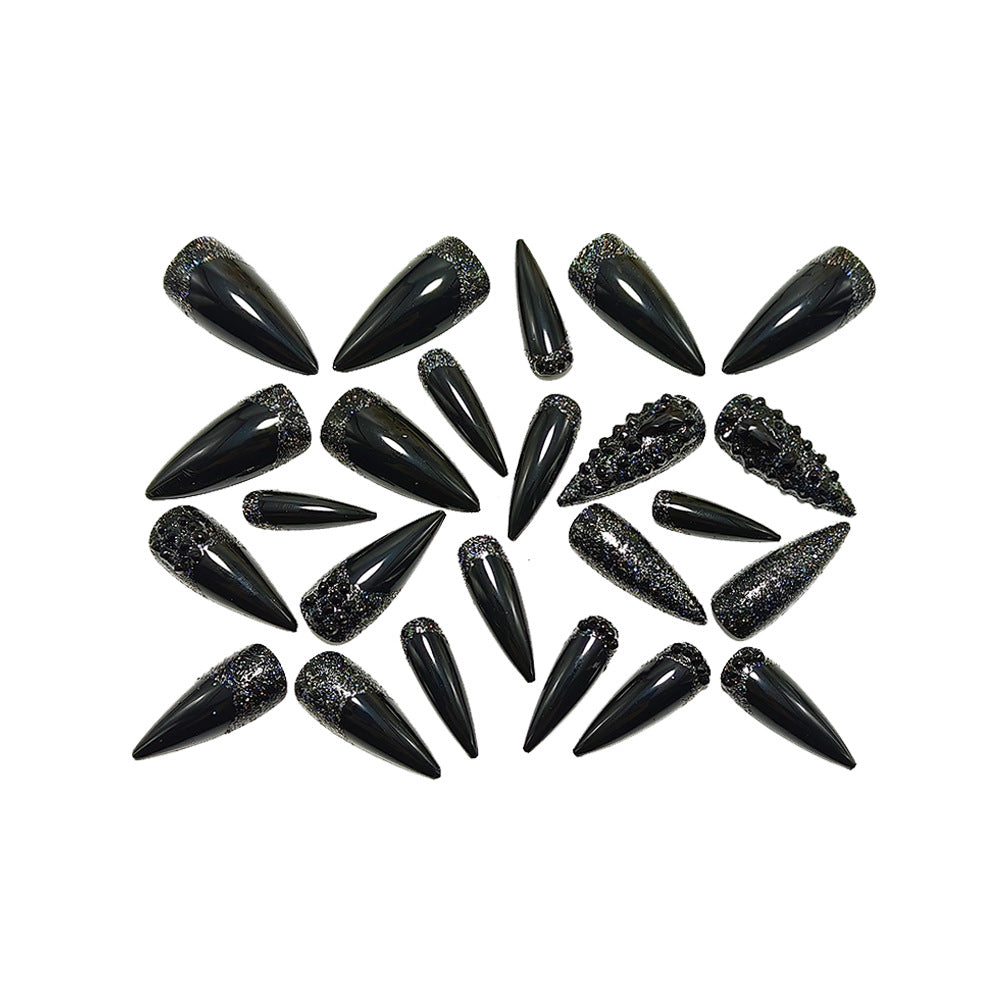 Artificial nails in elegant stiletto design with sparkling rhinestone appliqués Acalora