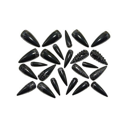 Artificial nails in elegant stiletto design with sparkling rhinestone appliqués Acalora