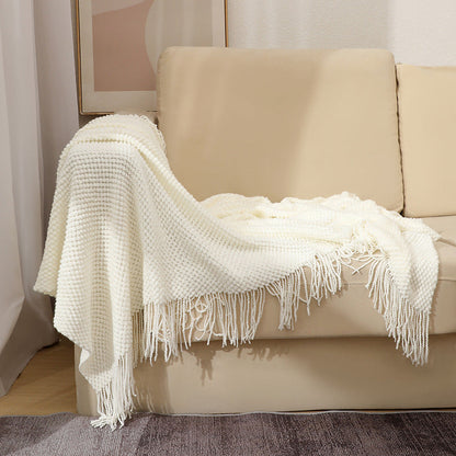 Textured Fringe Throw Blanket