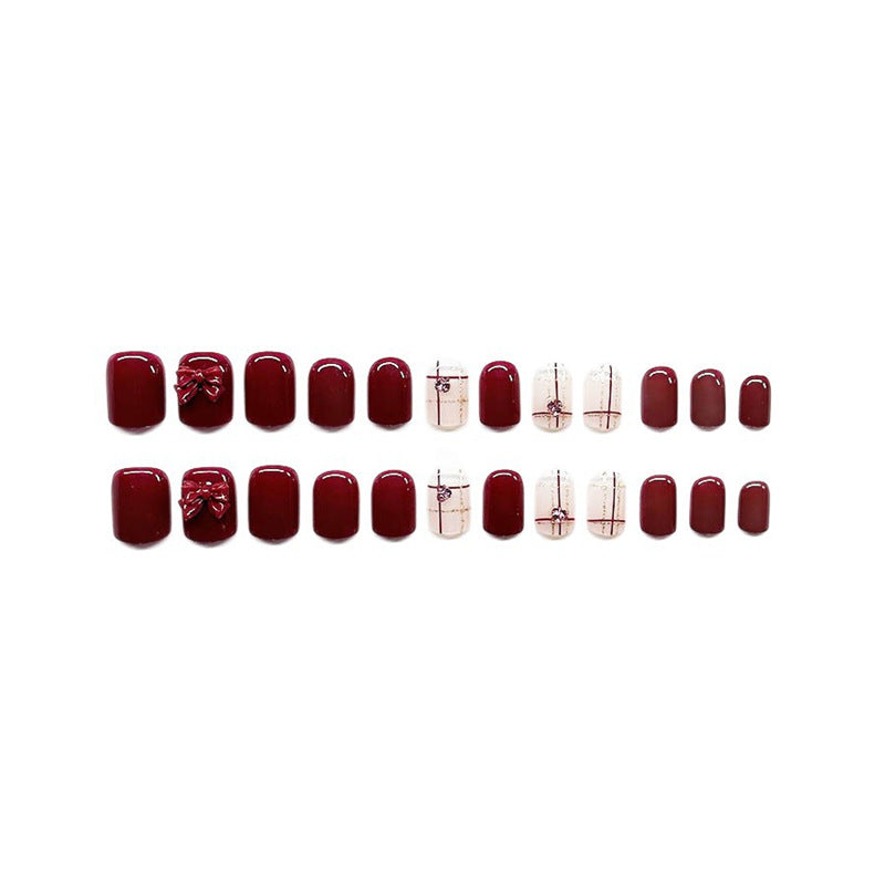 Decorative Press-On Nail Art Set with 3D Bow Accents Acalora